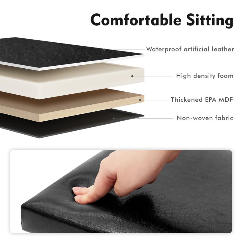 B FSOBEIIALEO Folding Storage Ottoman Cube with Faux Leather for Living Room, Bedroom, Home Office, Dorm Storage Footrest Black 11.8"x11.8"x11.8" - Image 4